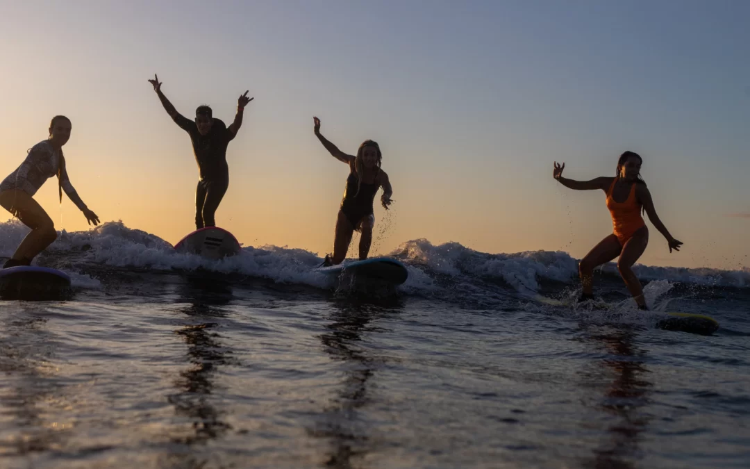 sunset surfing in Tenerife